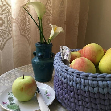 Zpagetti (t-shirt) yarn basket with handle