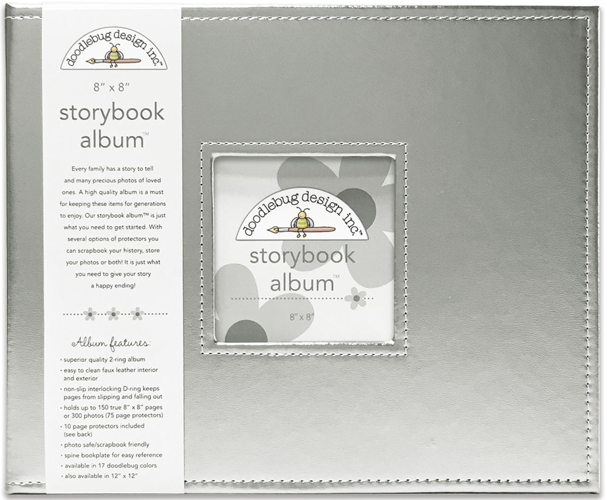 Doodlebug Storybook D-Ring Album 8"X8" - Silver Metallic