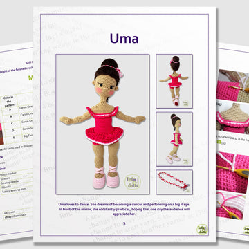 18 inch crochet doll pattern PDF, Medium amigurumi doll, Uma