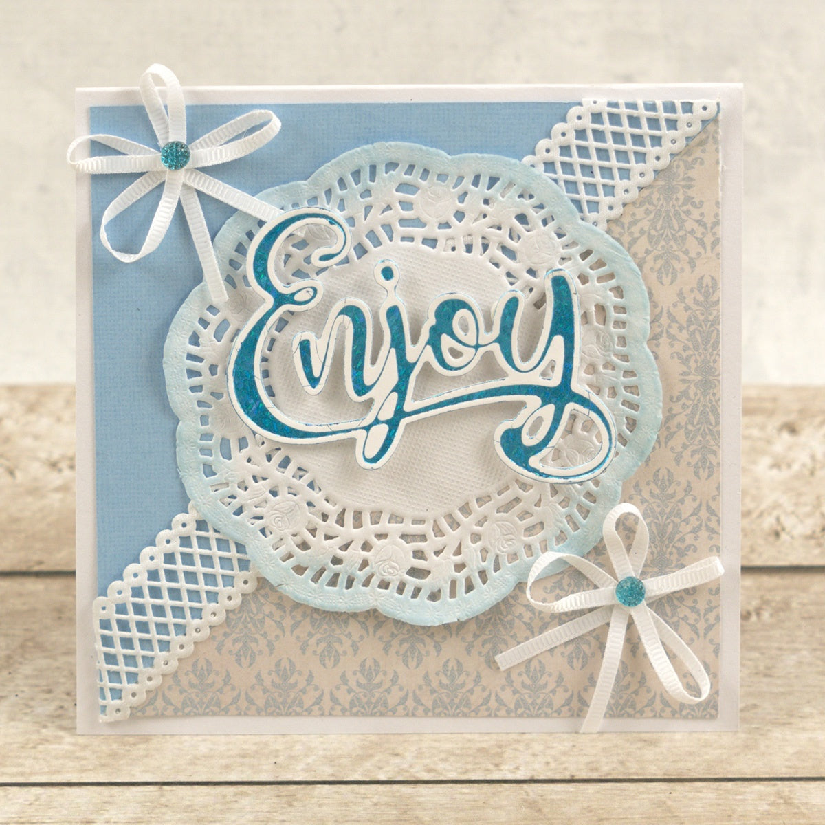 Artdeco Creations Delightful Sentiments Cut, Foil & Emboss Dies - Enjoy 3"X2.4"