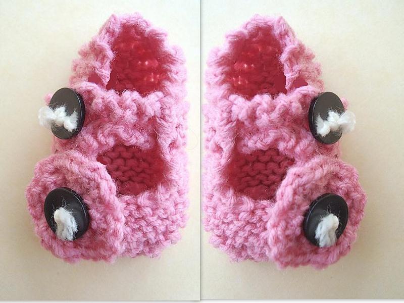 339, KNIT FLAT MARY JANE BOOTIES/SLIPPERS
