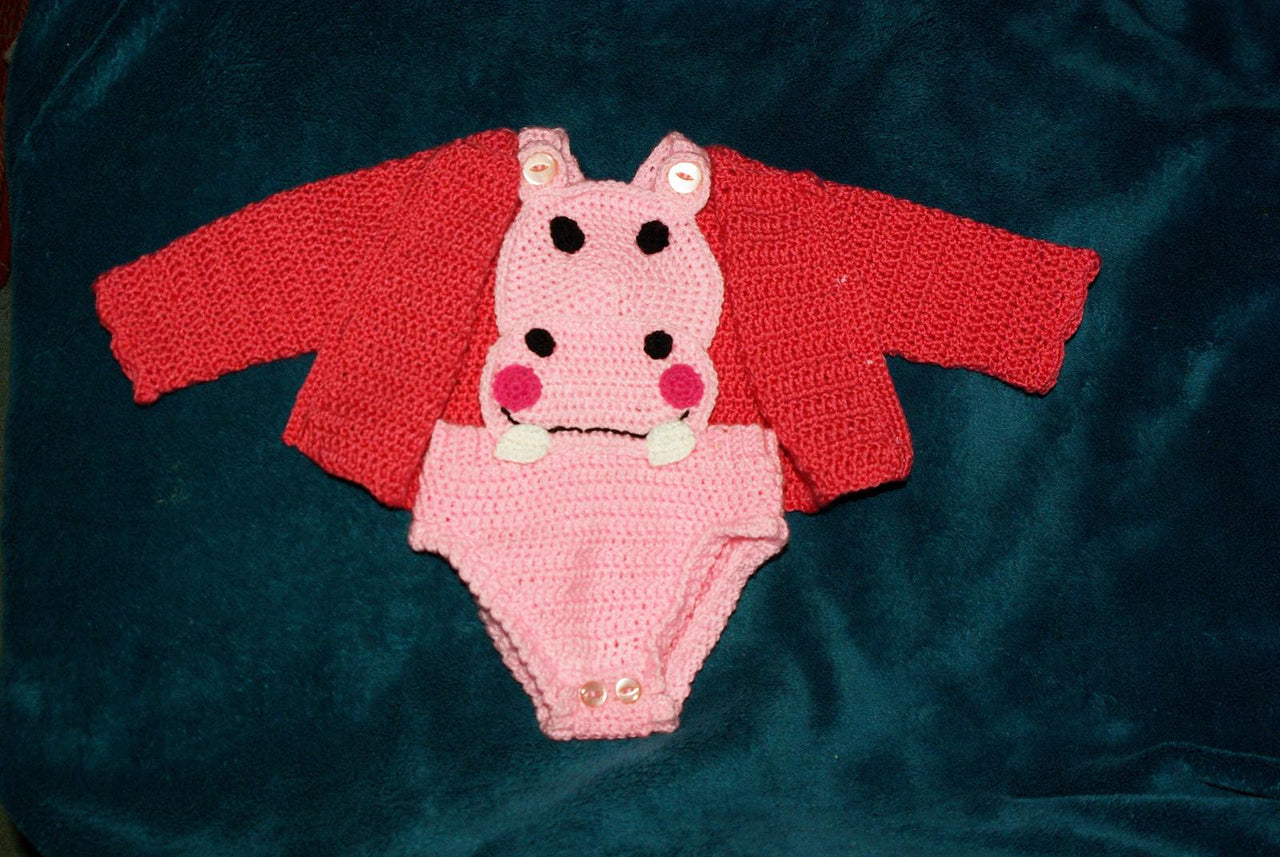 Hippo Rompers and cardigan set