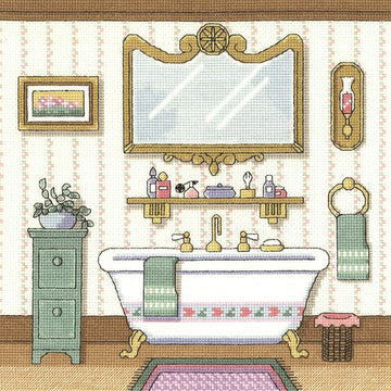 Janlynn Corporation Victorian Bath Cross Stitch Kit - 25.5cm x 25.5cm