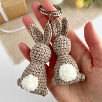 Crochet bunny keyring amigurumi pattern Rabbit keychain charm car hanger