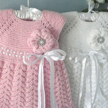 Knitting PATTERN Baby Dress Knitted Flower by Elena Mitchell