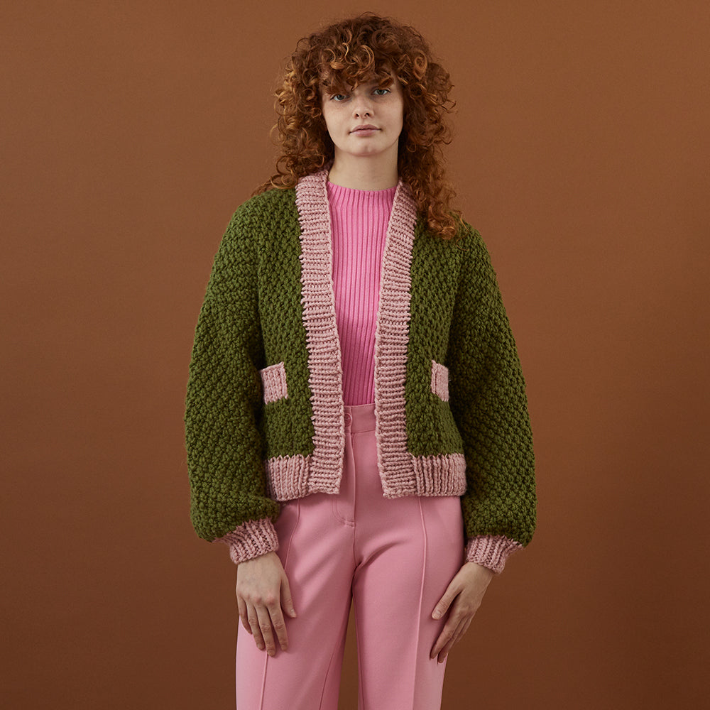 Irish Moss Stitch Cardigan - Knitting Pattern for Women in Debbie Blis