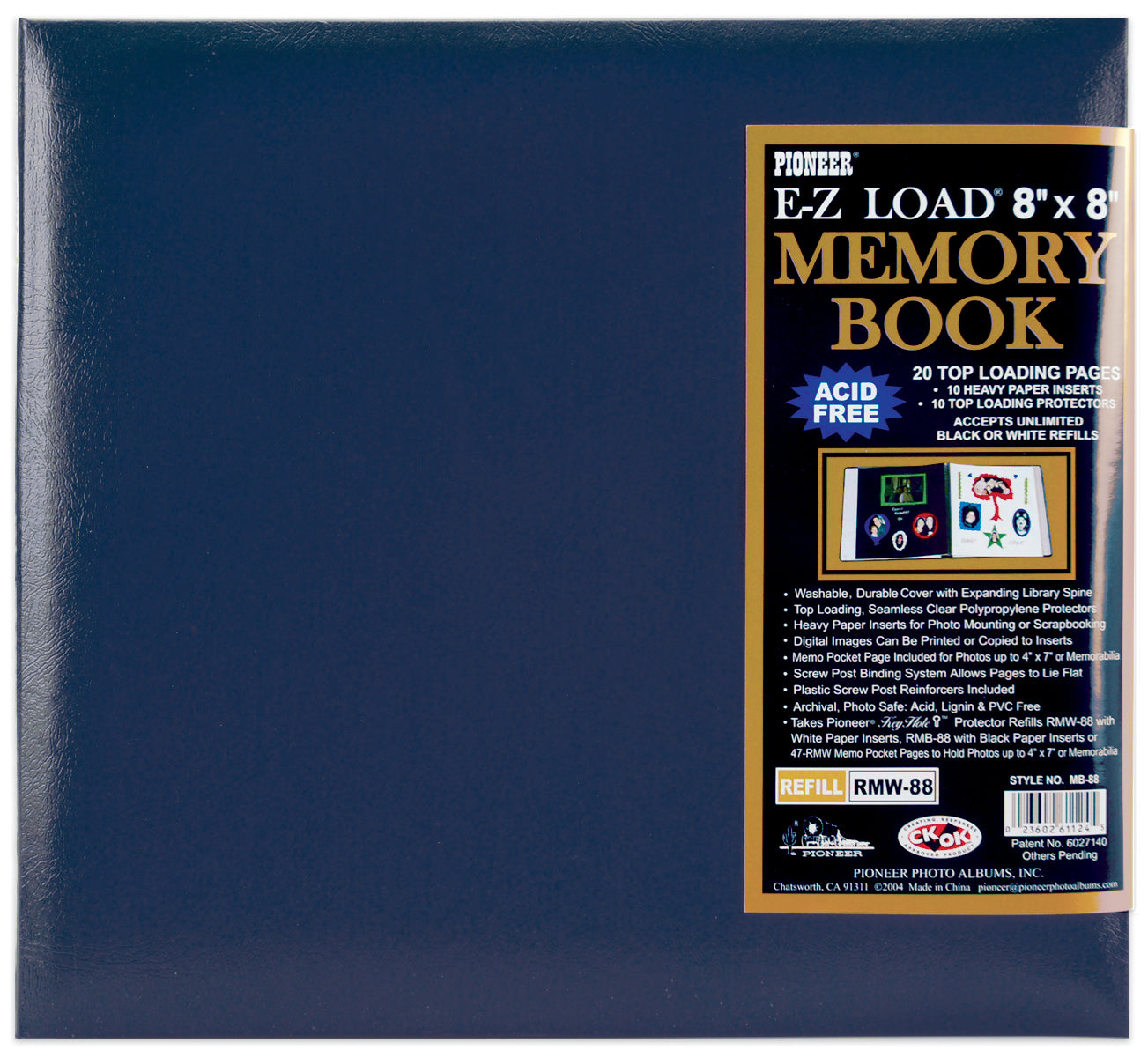 Pioneer Leatherette Post Bound Album 8"X8" - Navy