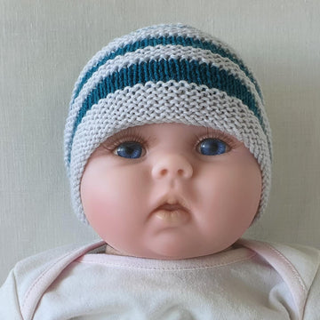 Danny - Babies 4ply striped ridged beanie