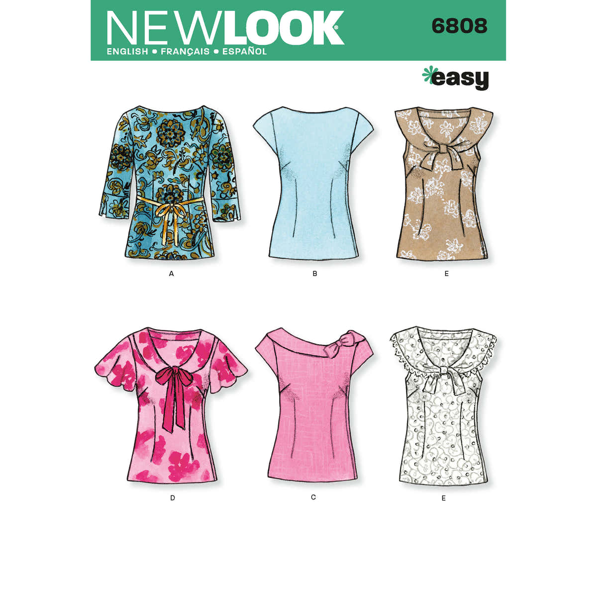 New Look Misses' Tops 6808 - Paper Pattern, Size A (8,10,12,14,16,18)