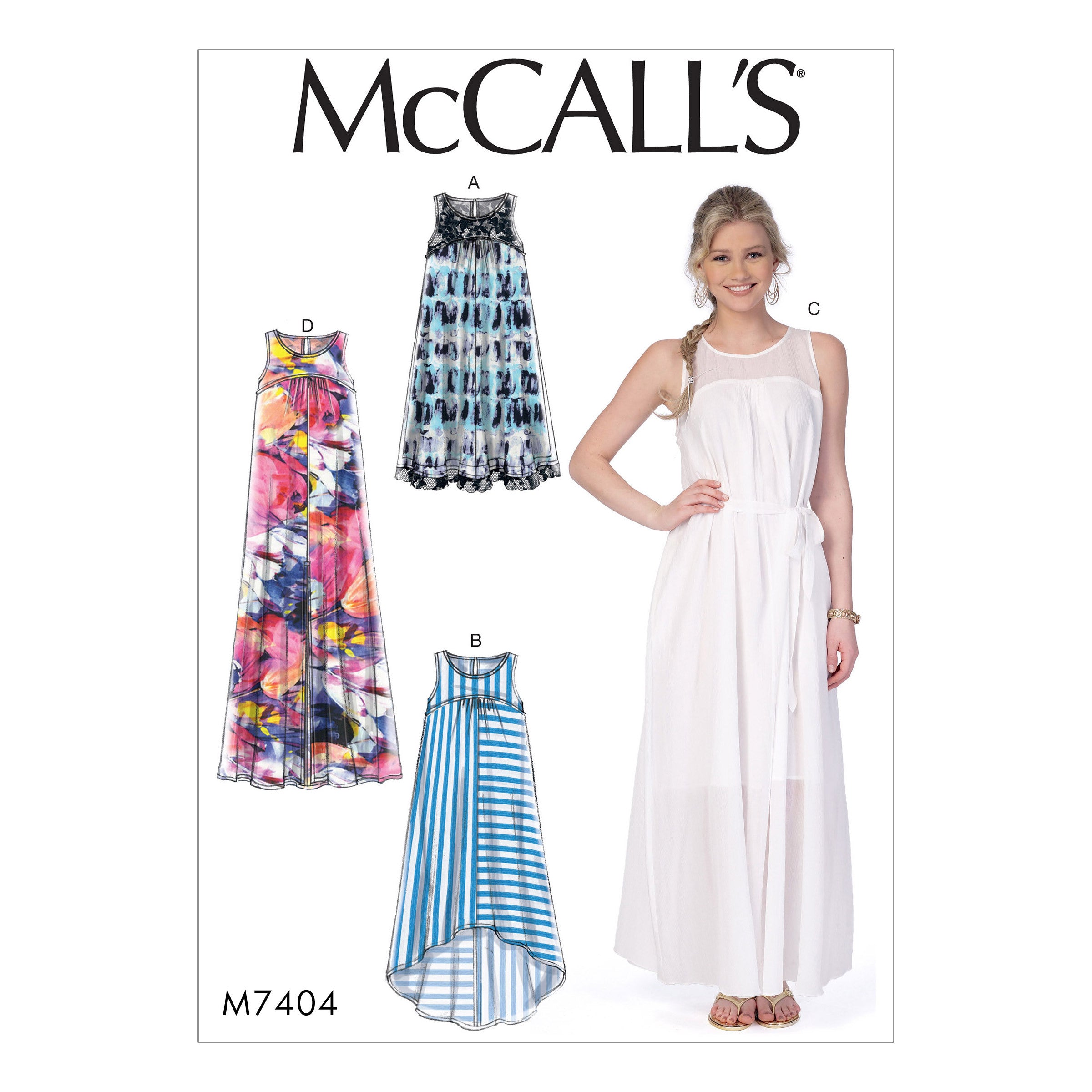 McCall's Misses' Dresses and Belt M7404 - Sewing Pattern
