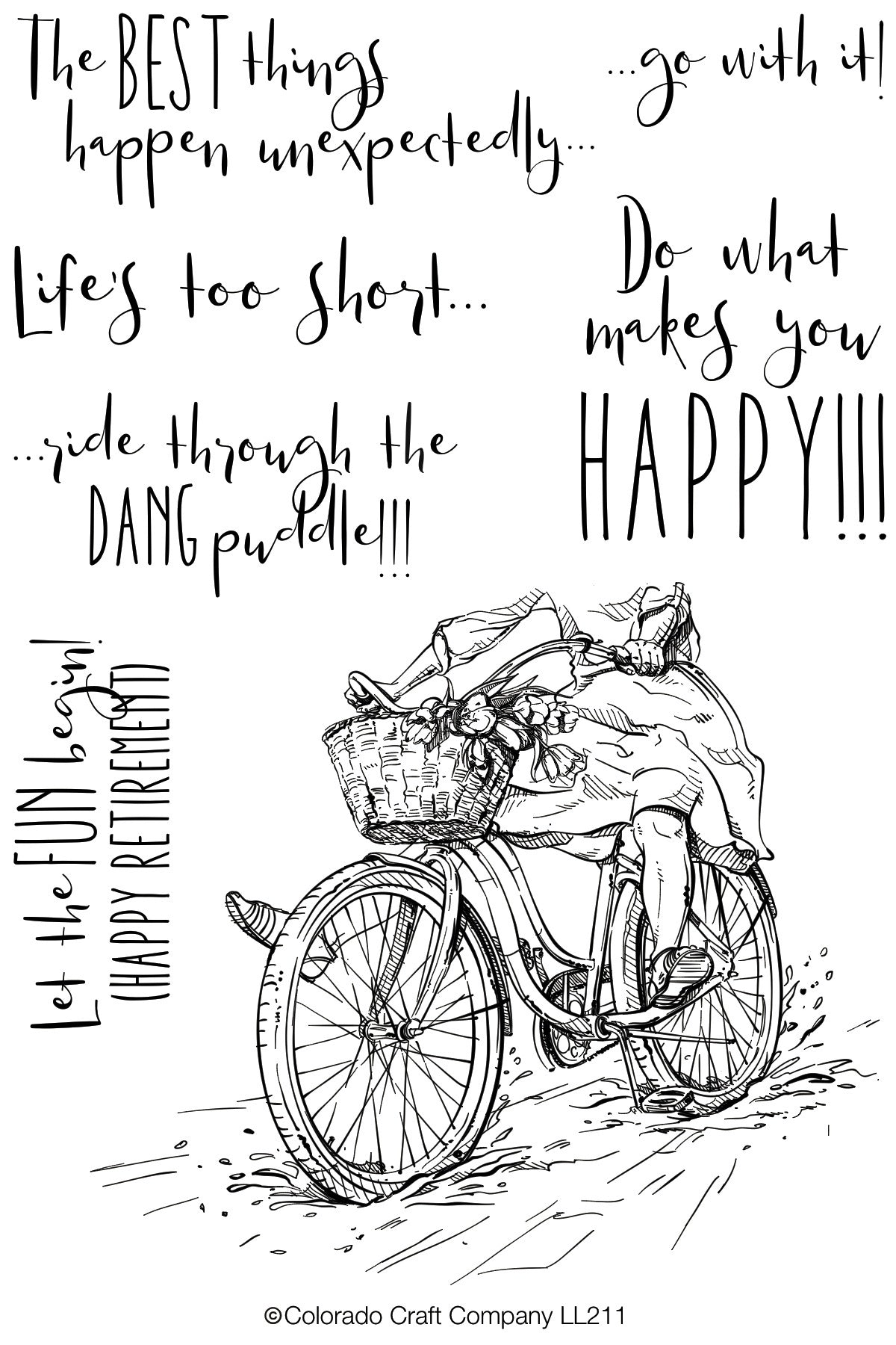Colorado Craft Company Clear Stamps 4"X6" - Happy Bicycle-Lovely Legs