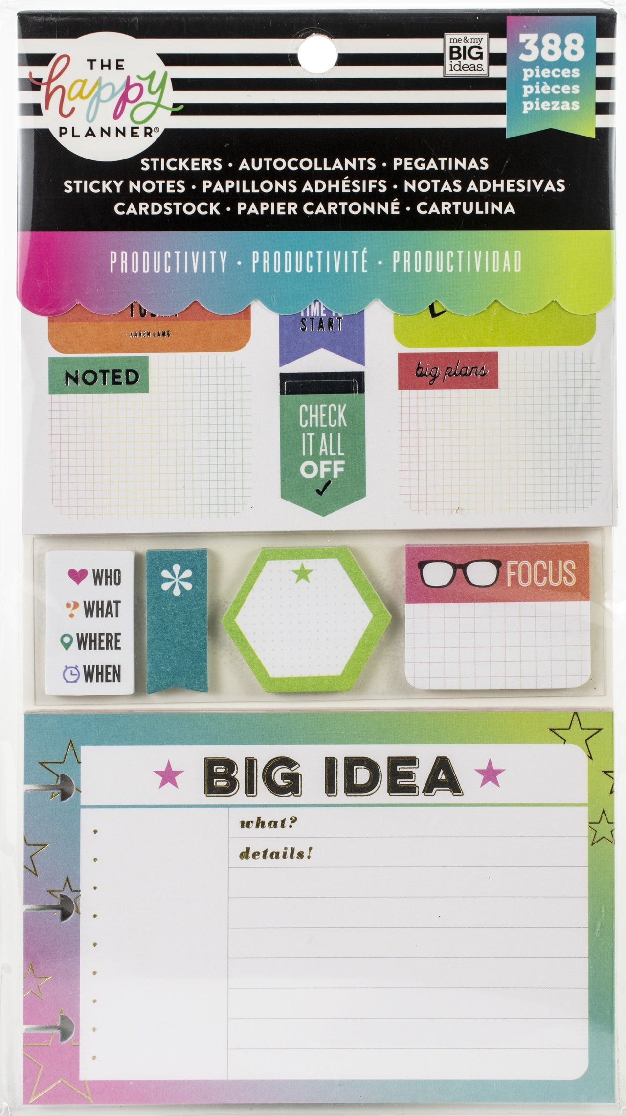 Happy Planner Note Cards/Sticky Note Multi Pack - Productivity, 388/Pkg