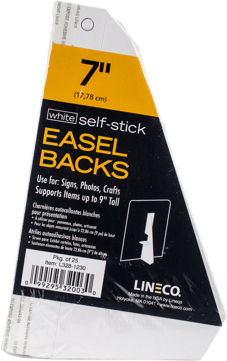 Lineco Self-Stick Chipboard Easel Backs 25/Pkg - White Single-Wing 7"