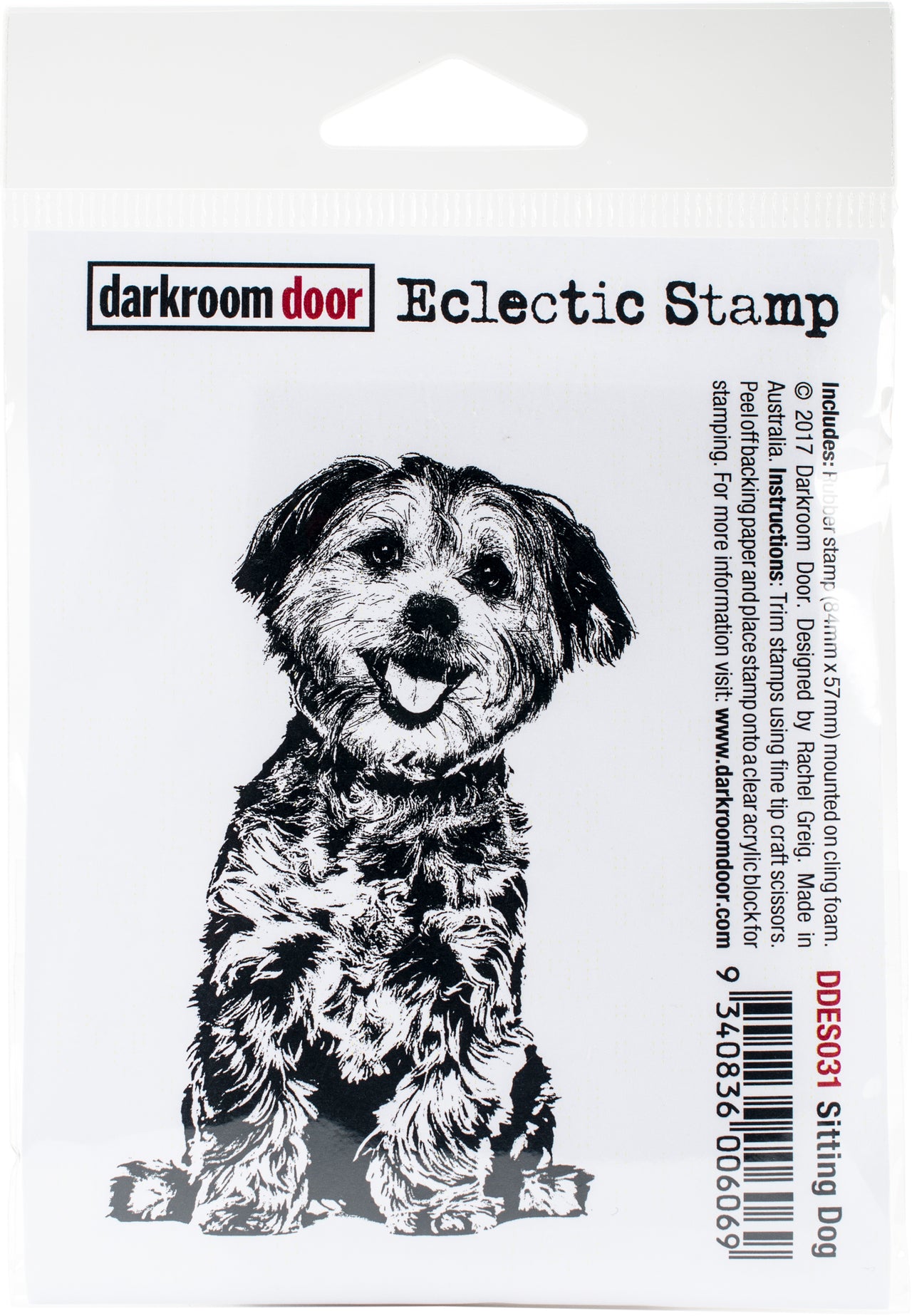 Darkroom Door Cling Stamp 3"X2" - Sitting Dog