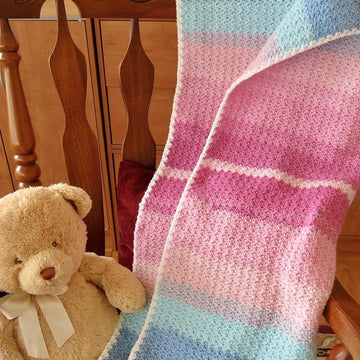 Pink & Blue Baby Bliss Blanket Crochet Pattern - Lion Brand Mandala Baby (DK Weight)