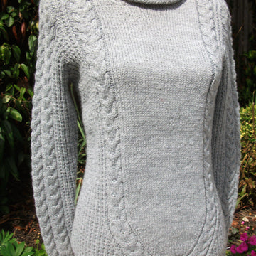 Sweater with Slanting Cables