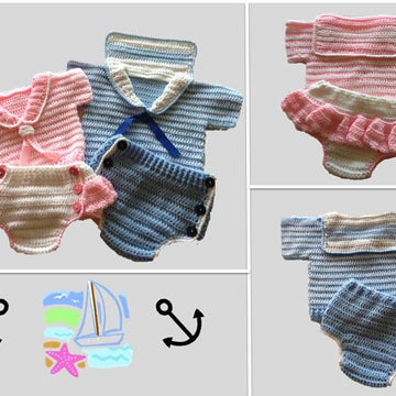 Ships Ahoy Sailor Diaper Cover & Shirt 12-110