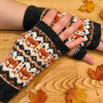 Fox Family Mitts - fingerless gloves