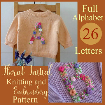 Floral Initial Embroidery Knitting Baby Sweater