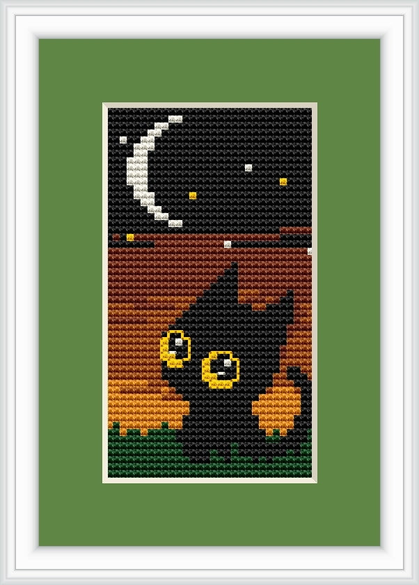 Luca-S Cat Night Mini Kit Cross Stitch Kit - 5.5cm x 10cm