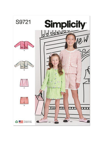 Simplicity Children's and Girls' Jackets, Skirt and Shorts S9721 - Sewing Pattern