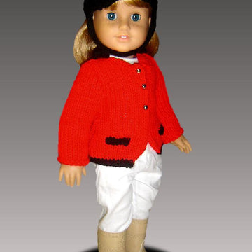 Knitting Pattern, English Riding Jacket, fits American Girl Doll and 18 in. dolls. 025