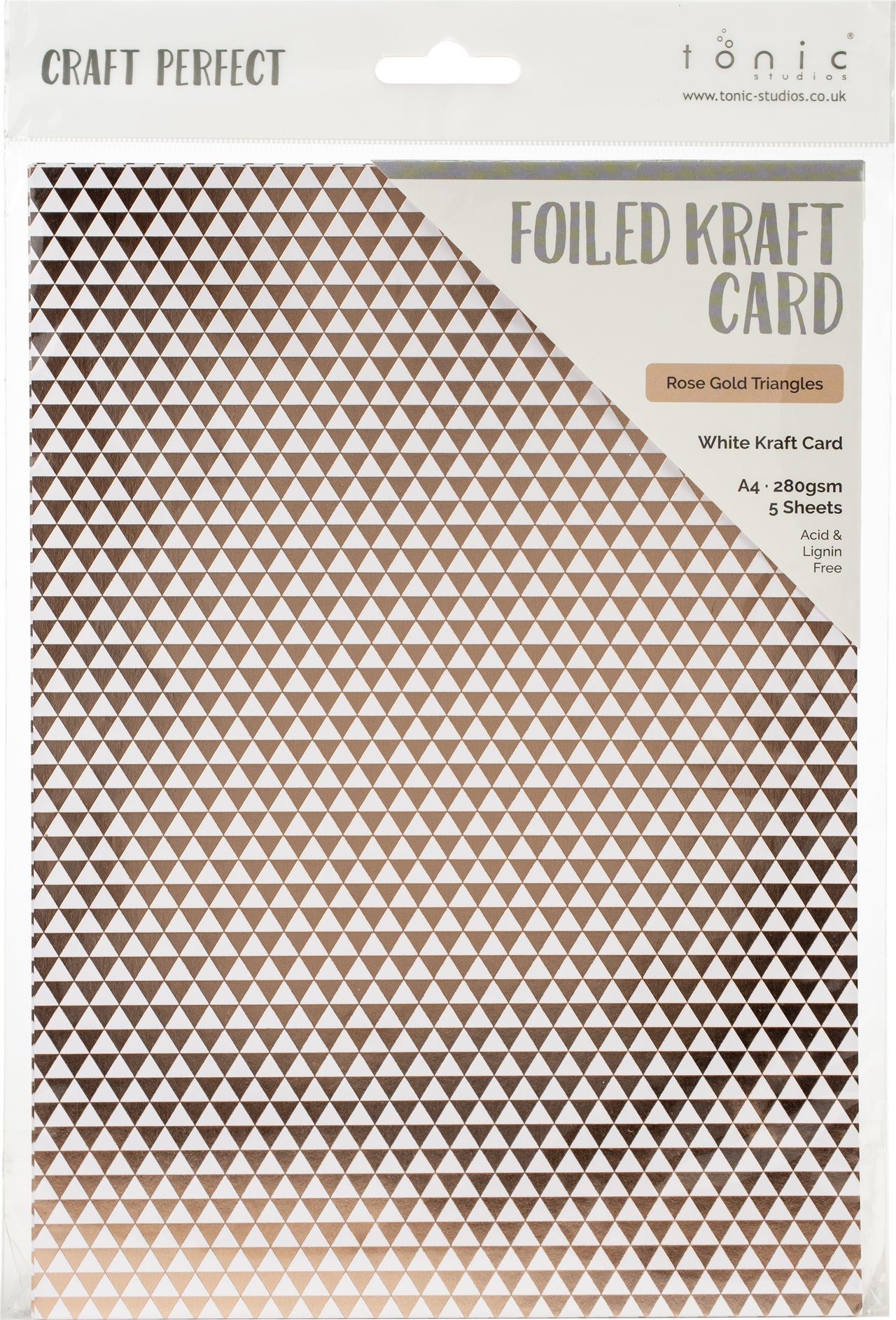 Tonic Studios Craft Perfect Foiled Kraft Card A4 5/Pkg - Rose Gold Posies