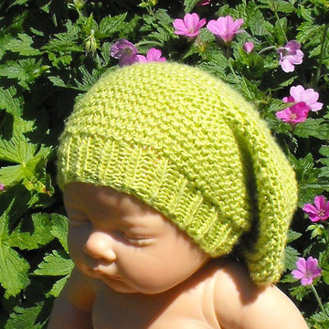 BABY SILK GARTER STITCH SLOUCH BEANIE HAT KNITTING PATTERN - MADMONKEYKNITS