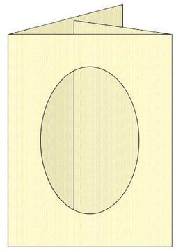 Craftcreations Pack of 5 Double Fold Small Cards and Envelopes with Oval Aperture, Linen Cream