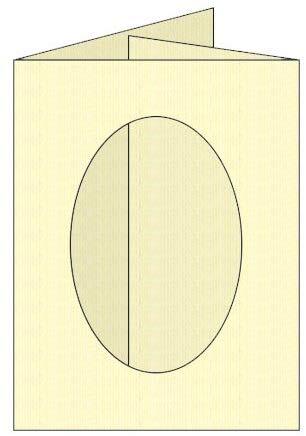 Craftcreations Pack of 5 Double Fold Small Cards and Envelopes with Oval Aperture, Linen Cream