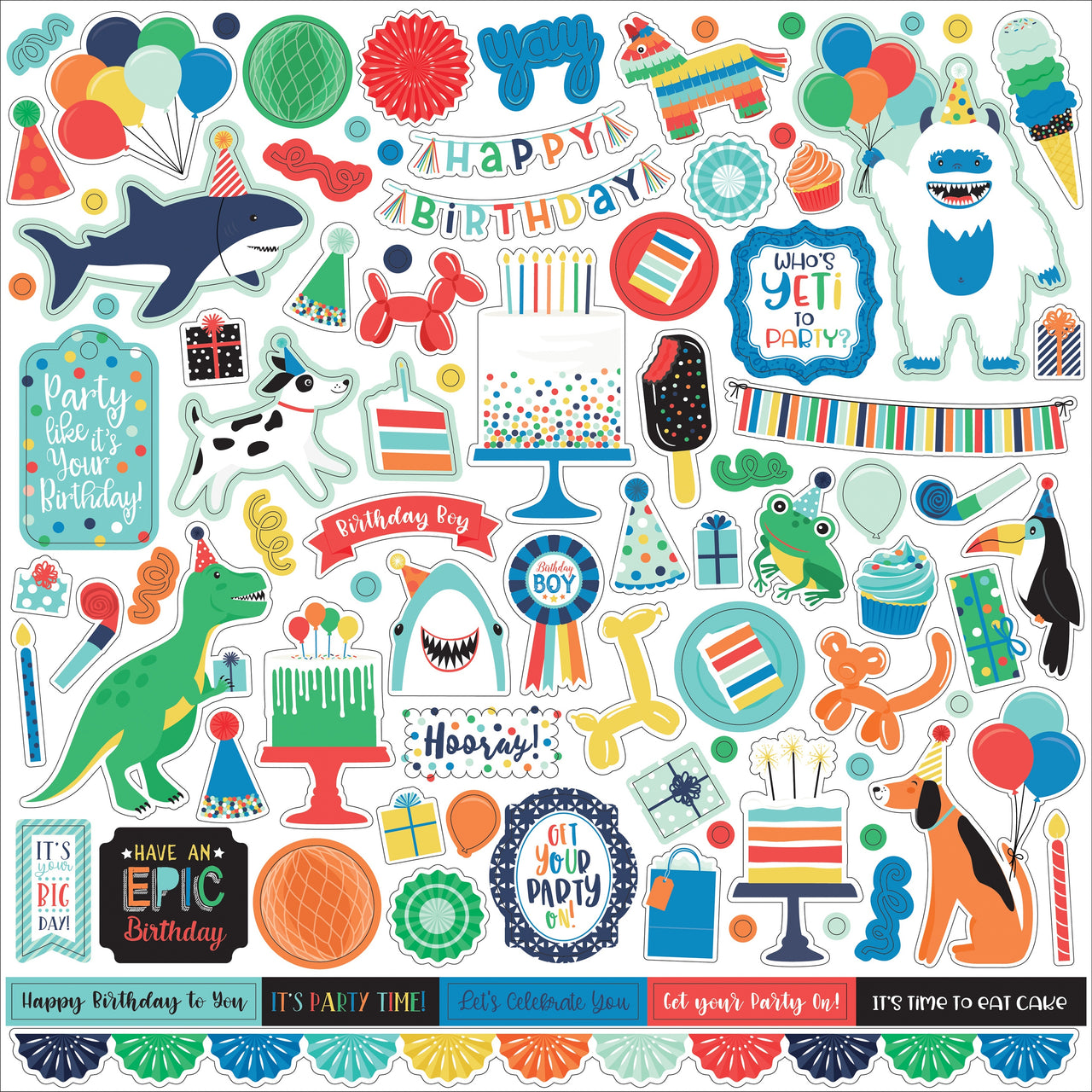 Echo Park Paper It's Your Birthday Boy Cardstock Stickers 12"X12" - Elements