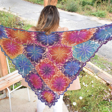 Flower scarf and shawl in one.