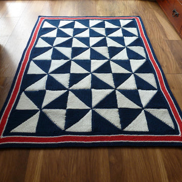 Nautical Pinwheel Patchwork Afghan Throw