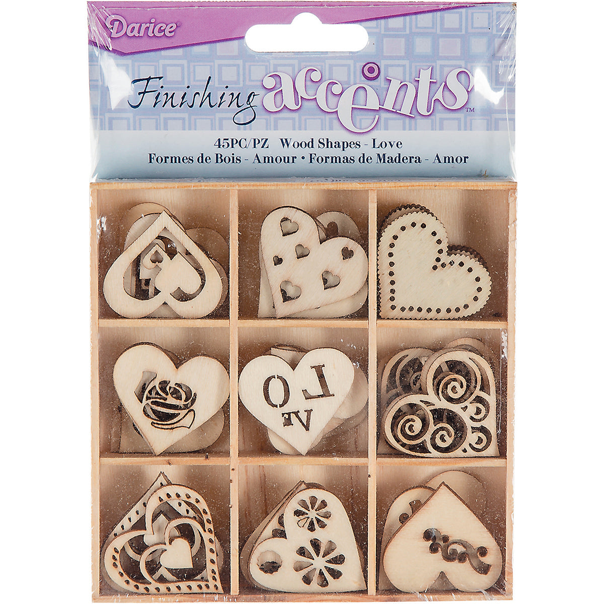 Darice Wooden Shapes 45/Pkg - Heart