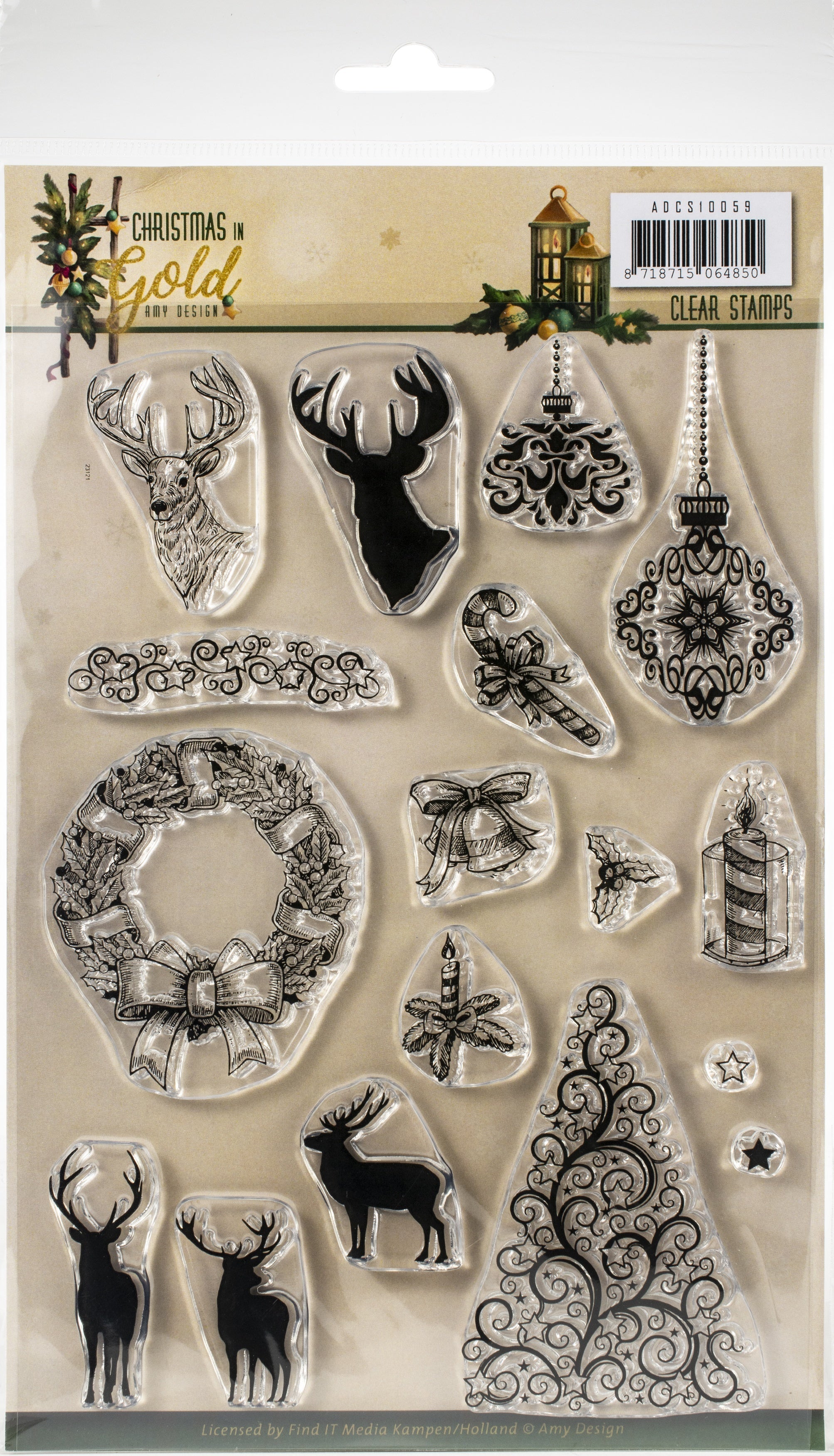 Find It Trading Amy Design Clear Stamps - Images, Christmas In Gold