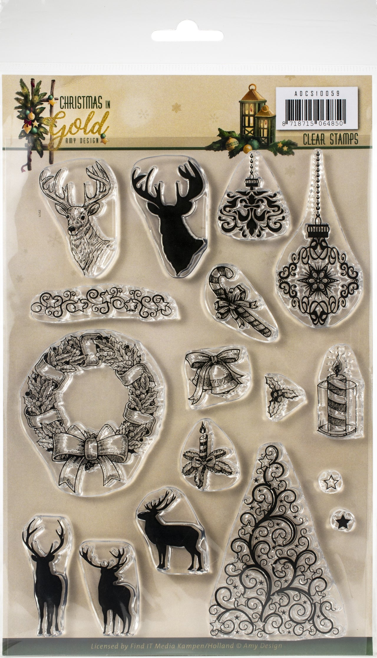 Find It Trading Amy Design Clear Stamps - Images, Christmas In Gold