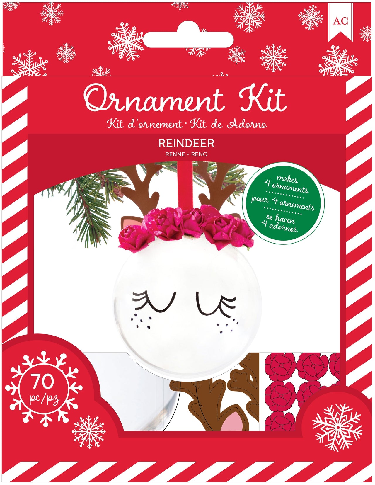 American Crafts AC Christmas Ornament Kit 4/Pkg - Reindeer