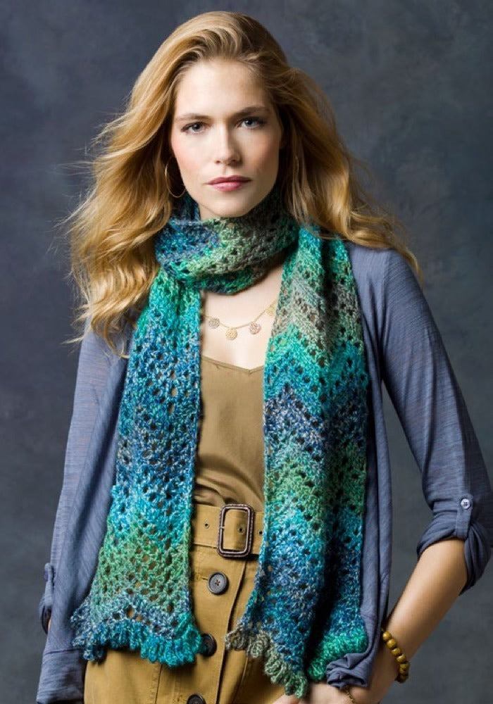 Shore Thing Scarf in Red Heart Boutique Treasure - LW2773