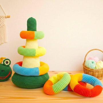 Stacking rings multi-color frog