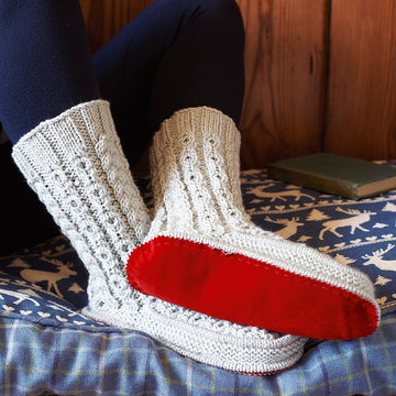 Cabled Slipper Socks -  Knitting Pattern for Christmas in Debbie Bliss Cashmerino Aran
