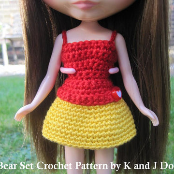 Bear Hat and Dress For Blythe Doll - Crochet Pattern