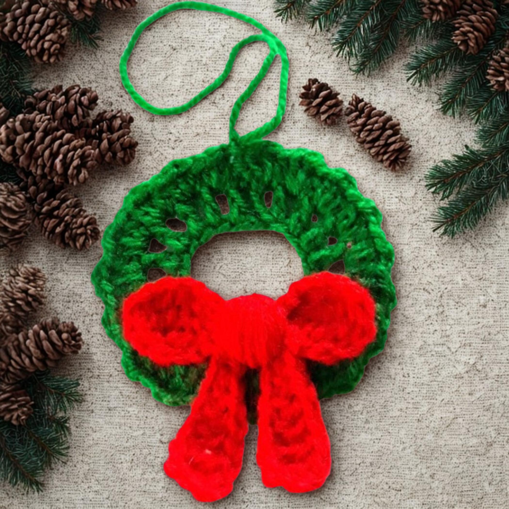 Mini Christmas Wreath Crochet Pattern Tree Ornament Amigurumi PDF DIY