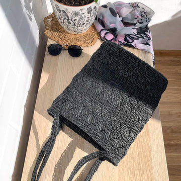 Crochet Raffia Tote Bag Pattern: Leaf Design