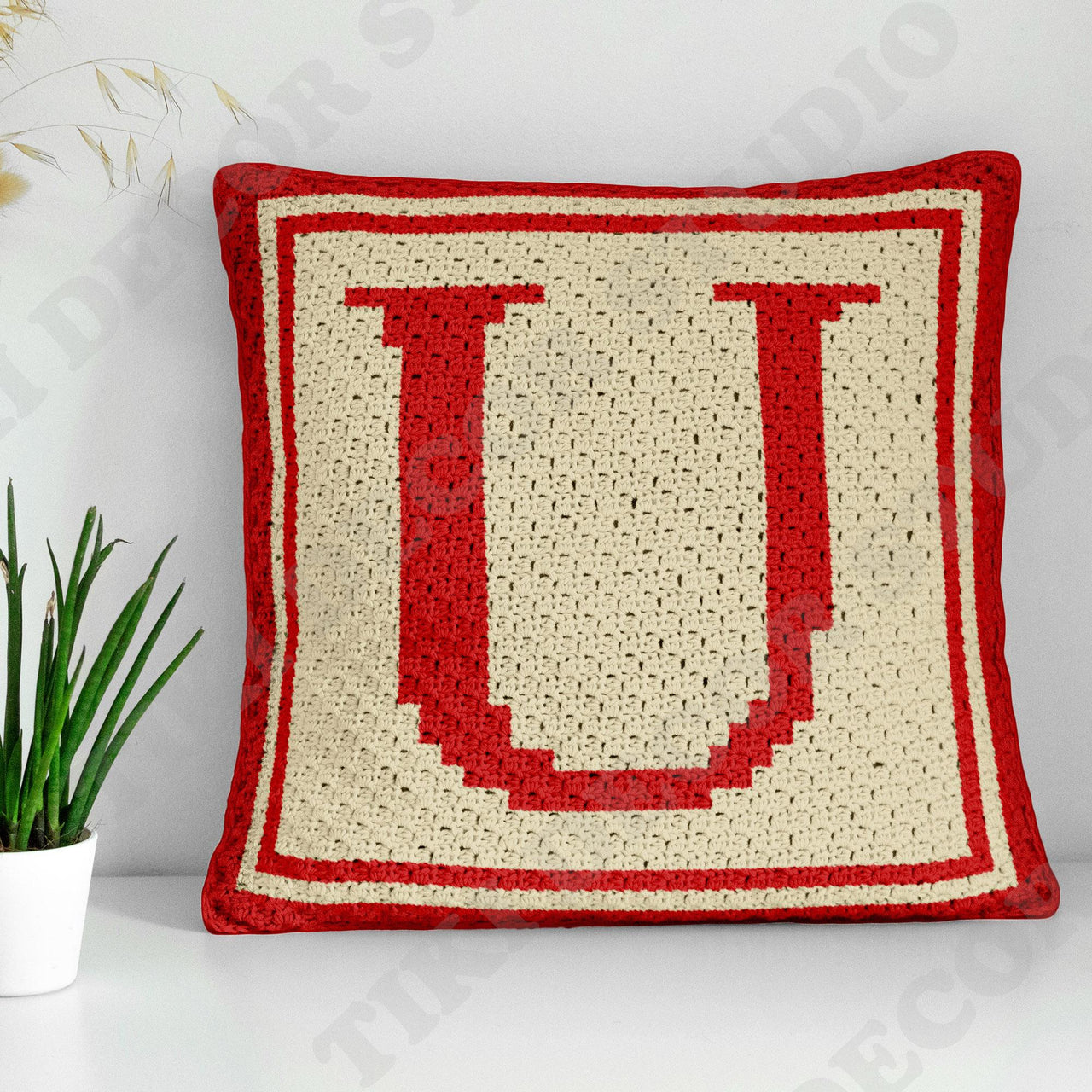 Initial U Letter Pillow Cover CROCHET PATTERN