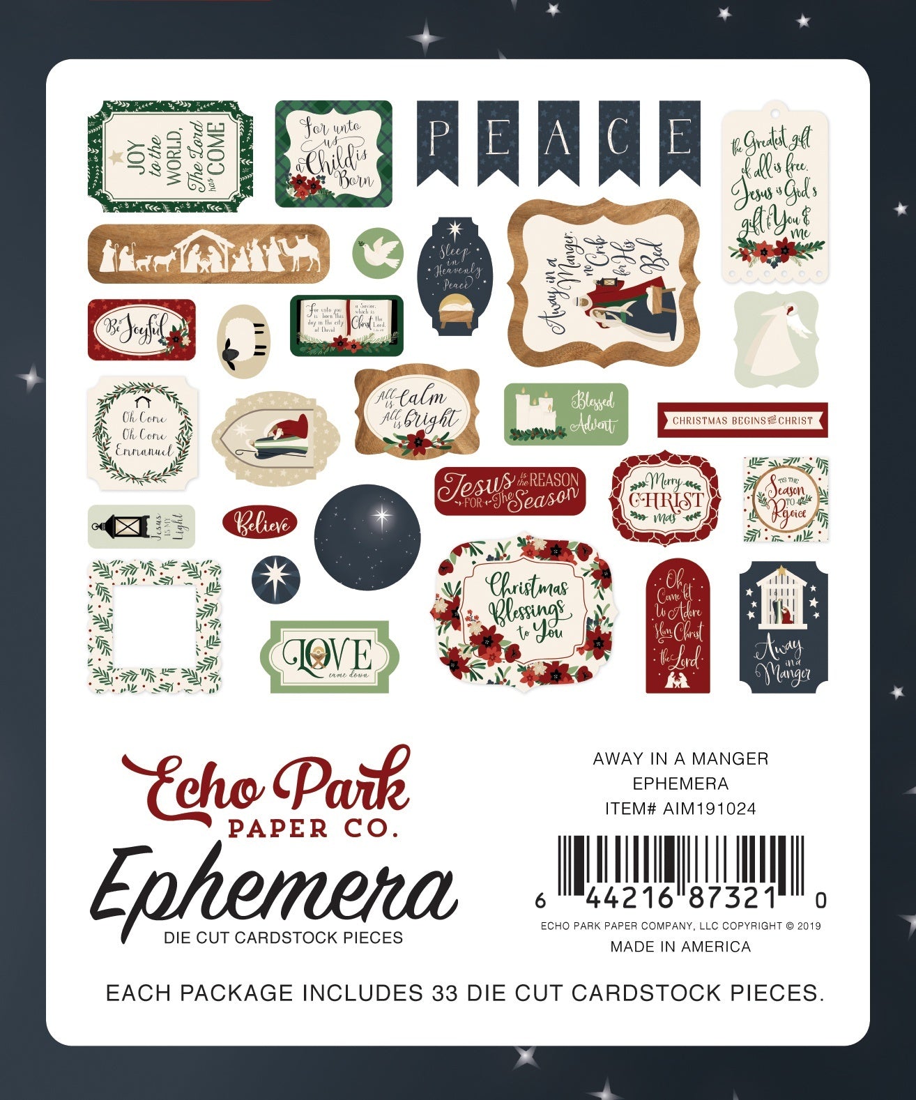 Echo Park Paper Echo Park Cardstock Ephemera 33/Pkg - Away In A Manger