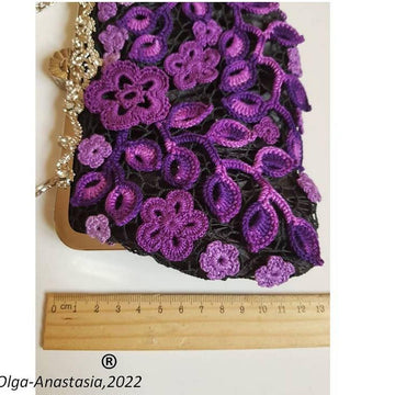 Irish Crochet Lace - Purple  Wedding bag