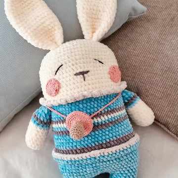 Sleeping bunny lovey with pacifier crochet pattern P9