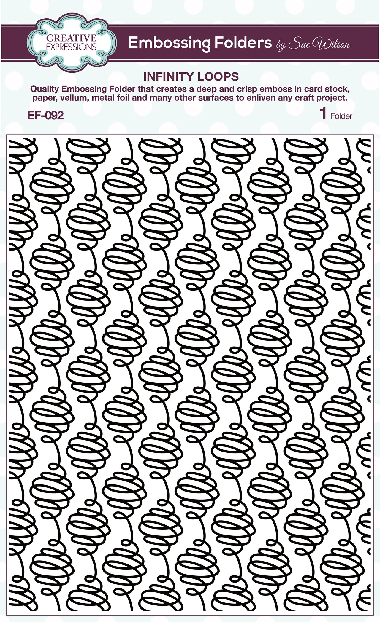 Creative Expressions Embossing Folder By Sue Wilson - Infinity Loops