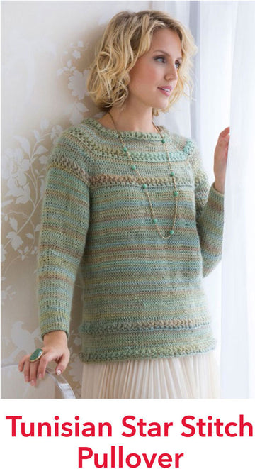 Tunisian Star Stitch Pullover in Red Heart Unforgettable - LW4635EN