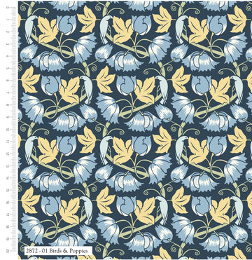 Craft Cotton Company Vosey Birds In Nature The V&A - Birds & Poppies